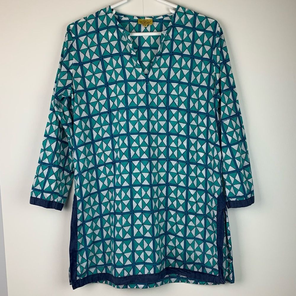 Roberta Roller Rabbit Cotton Tunic Blouse Beach Cover-up Top Lightweight Sz M